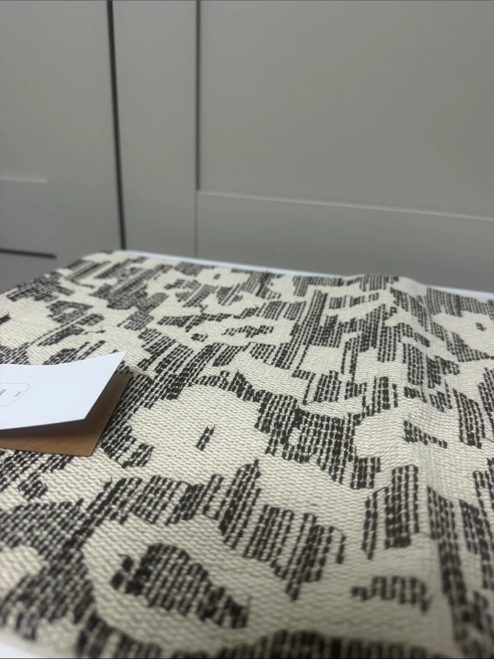 West Elm Neutral Floral Pattern Wall Hanging - Cream and Black NWT